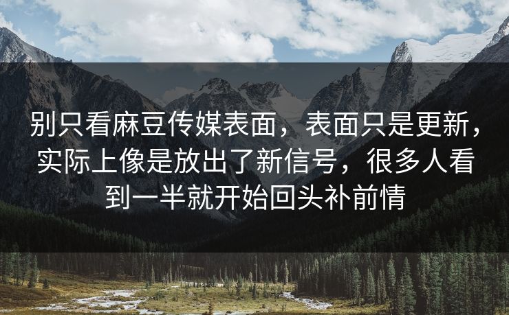 别只看麻豆传媒表面，表面只是更新，实际上像是放出了新信号，很多人看到一半就开始回头补前情